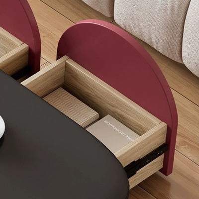 Contemporary Simplicity Rectangle Solid Wood Multi-layer Board Coffee Table 2-Drawer For Living Room