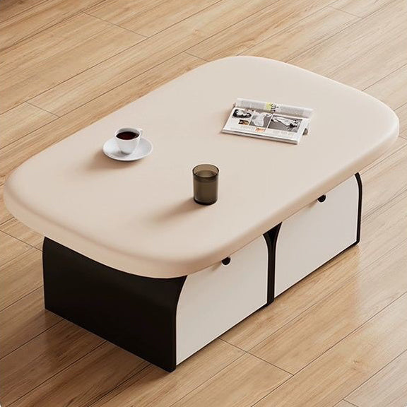 Contemporary Simplicity Rectangle Solid Wood Multi-layer Board Coffee Table 2-Drawer For Living Room