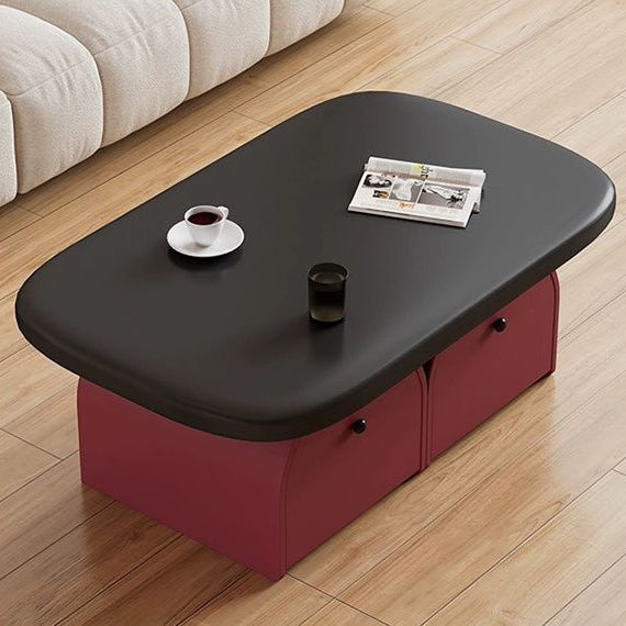 Contemporary Simplicity Rectangle Solid Wood Multi-layer Board Coffee Table 2-Drawer For Living Room