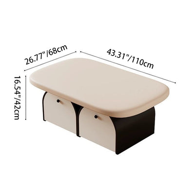 Contemporary Simplicity Rectangle Solid Wood Multi-layer Board Coffee Table 2-Drawer For Living Room