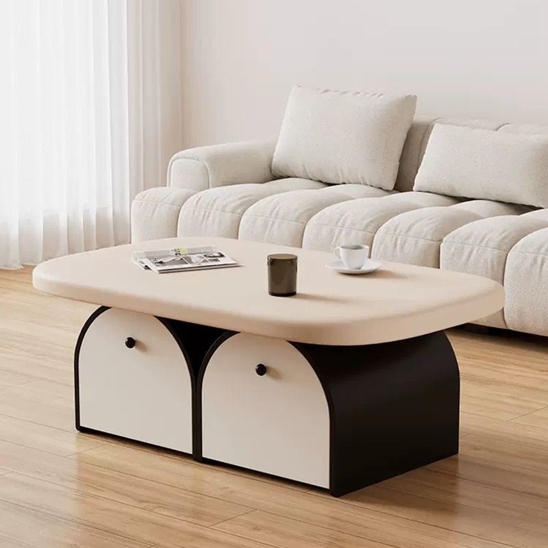 Contemporary Simplicity Rectangle Solid Wood Multi-layer Board Coffee Table 2-Drawer For Living Room