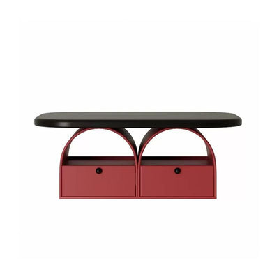 Contemporary Simplicity Rectangle Solid Wood Multi-layer Board Coffee Table 2-Drawer For Living Room