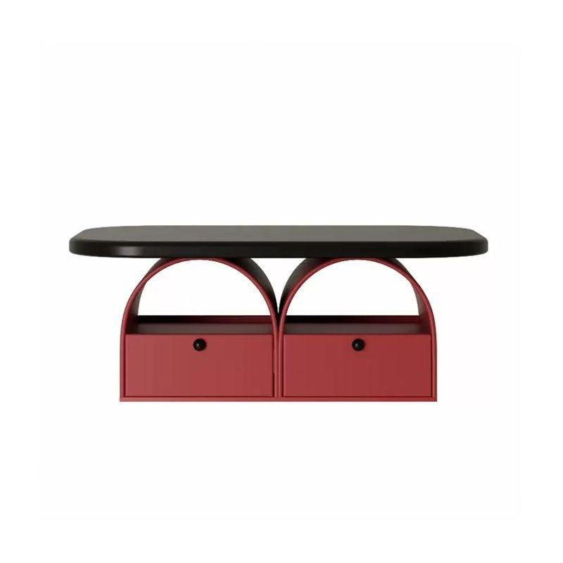 Contemporary Simplicity Rectangle Solid Wood Multi-layer Board Coffee Table 2-Drawer For Living Room