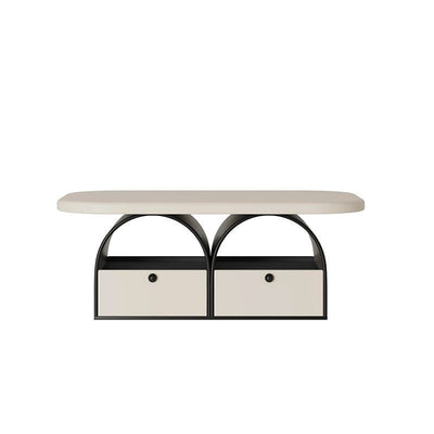 Contemporary Simplicity Rectangle Solid Wood Multi-layer Board Coffee Table 2-Drawer For Living Room