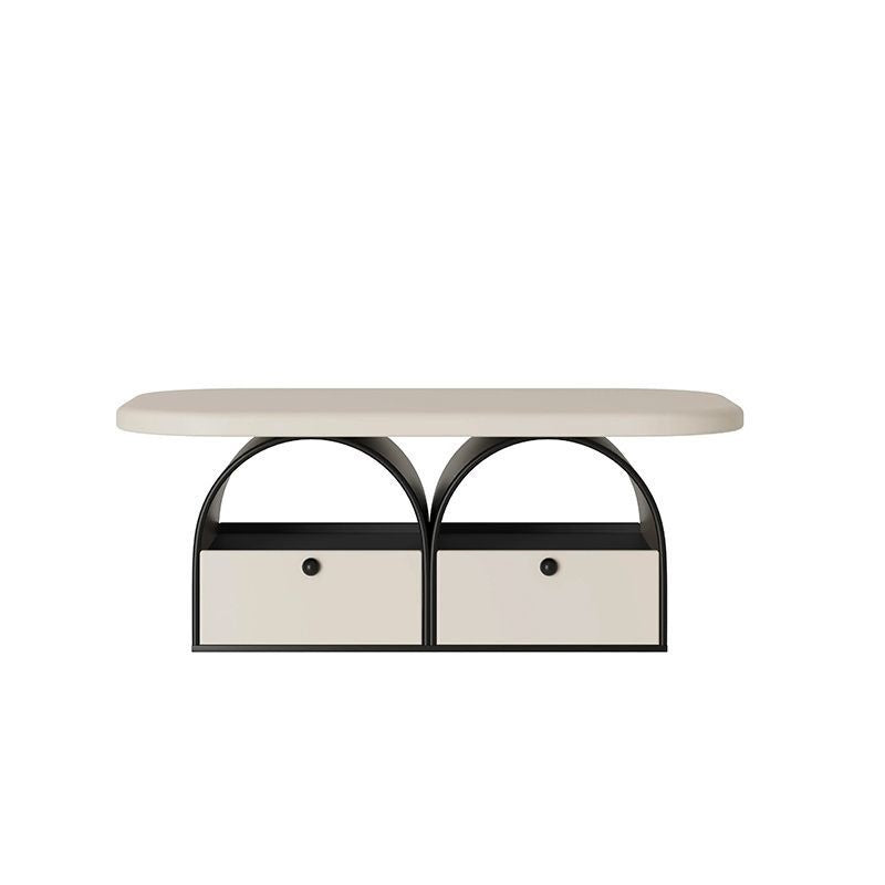 Contemporary Simplicity Rectangle Solid Wood Multi-layer Board Coffee Table 2-Drawer For Living Room