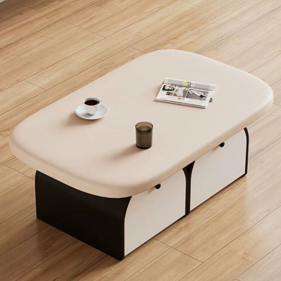 Contemporary Simplicity Rectangle Solid Wood Multi-layer Board Coffee Table 2-Drawer For Living Room
