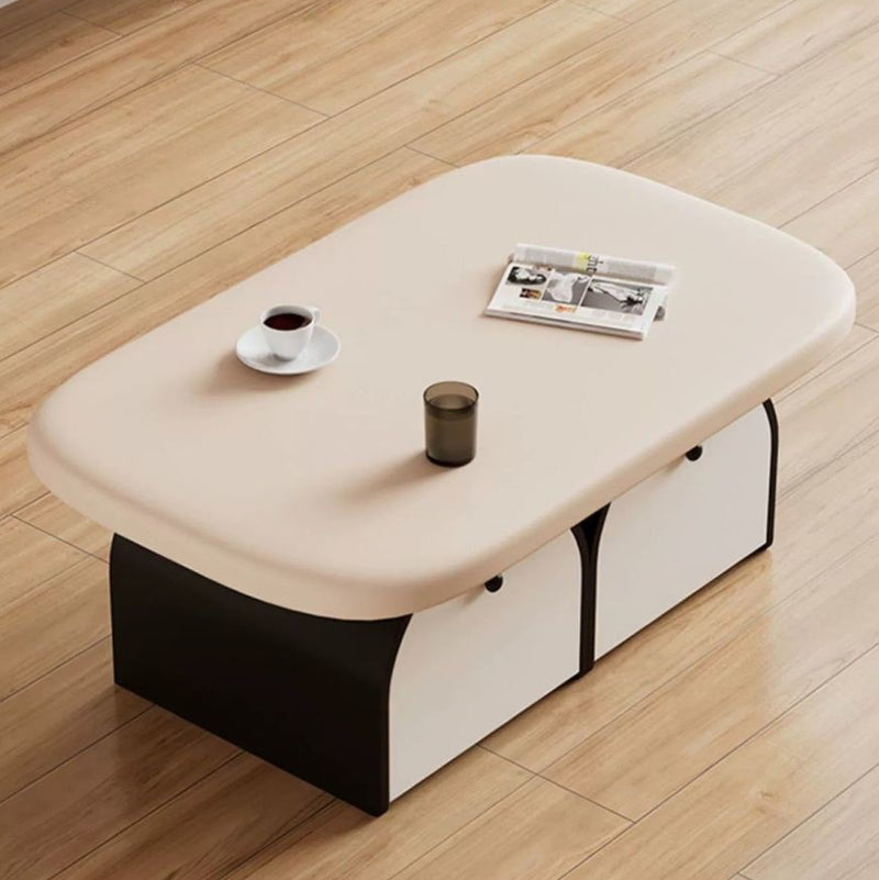 Contemporary Simplicity Rectangle Solid Wood Multi-layer Board Coffee Table 2-Drawer For Living Room