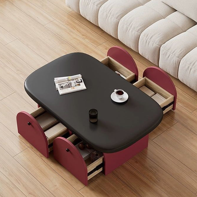 Contemporary Simplicity Rectangle Solid Wood Multi-layer Board Coffee Table 2-Drawer For Living Room