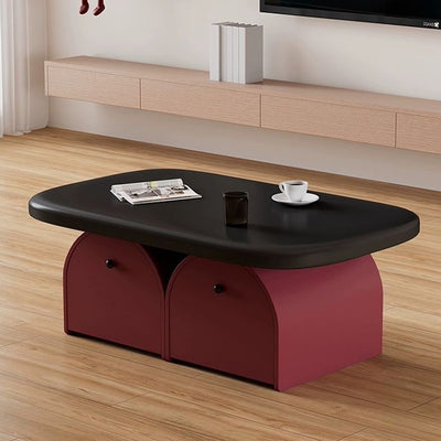 Contemporary Simplicity Rectangle Solid Wood Multi-layer Board Coffee Table 2-Drawer For Living Room