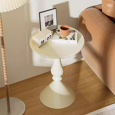 Modern Art Deco Round Carbon Steel Side Table 1-Tier For Living Room