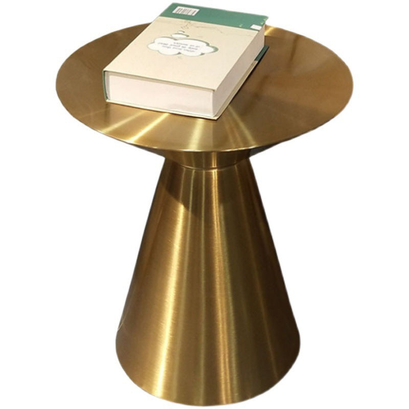 Modern Minimalist Round Stainless Steel Side Table 1-Tier For Living Room