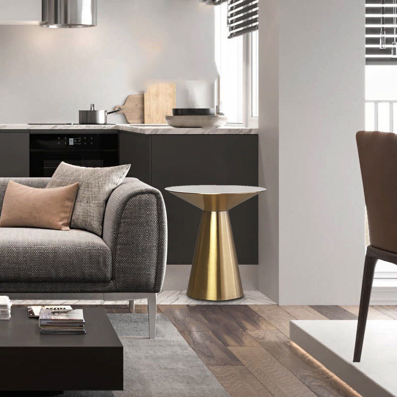 Modern Minimalist Round Stainless Steel Side Table 1-Tier For Living Room