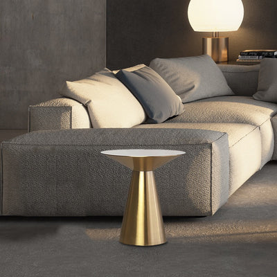 Modern Minimalist Round Stainless Steel Side Table 1-Tier For Living Room