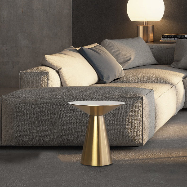 Modern Minimalist Round Stainless Steel Side Table 1-Tier For Living Room