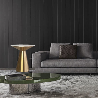 Modern Minimalist Round Stainless Steel Side Table 1-Tier For Living Room