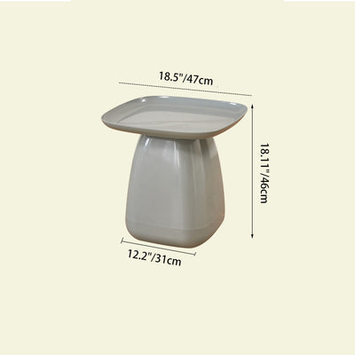 Contemporary Scandinavian Square PP Plastic Side Table 1-Tier For Living Room
