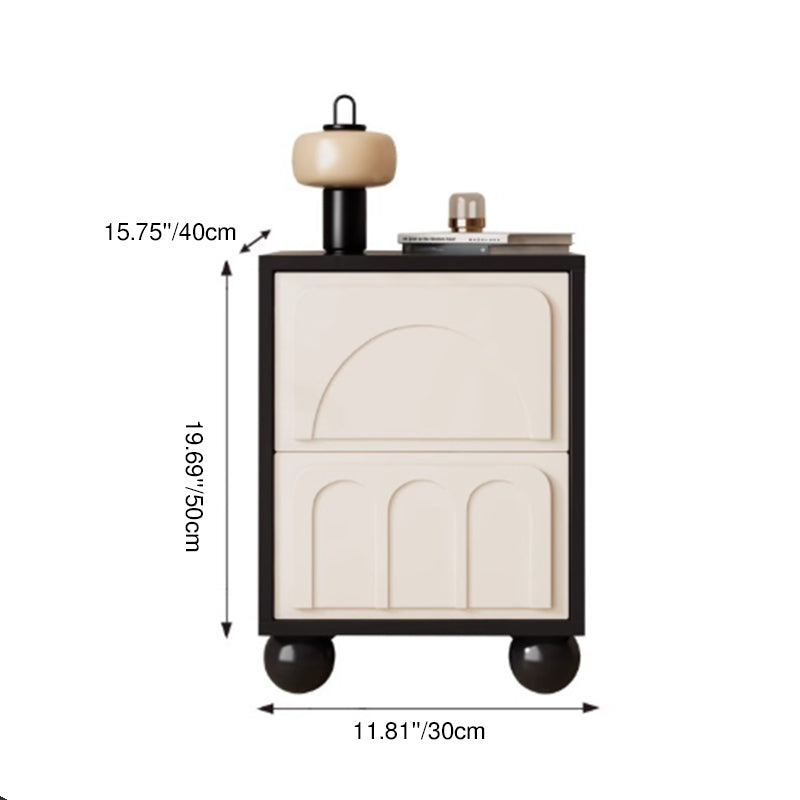 Contemporary Scandinavian Square Solid Wood Multi-layer Board MDF Nightstand 2-Drawer For Bedroom