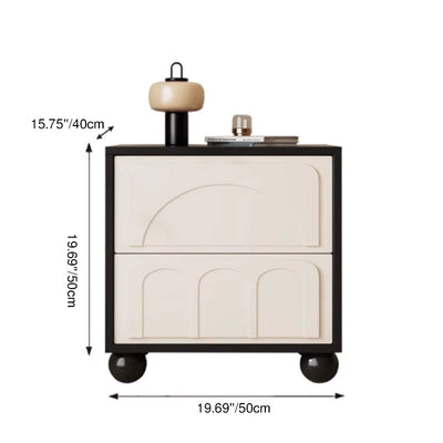 Contemporary Scandinavian Square Solid Wood Multi-layer Board MDF Nightstand 2-Drawer For Bedroom