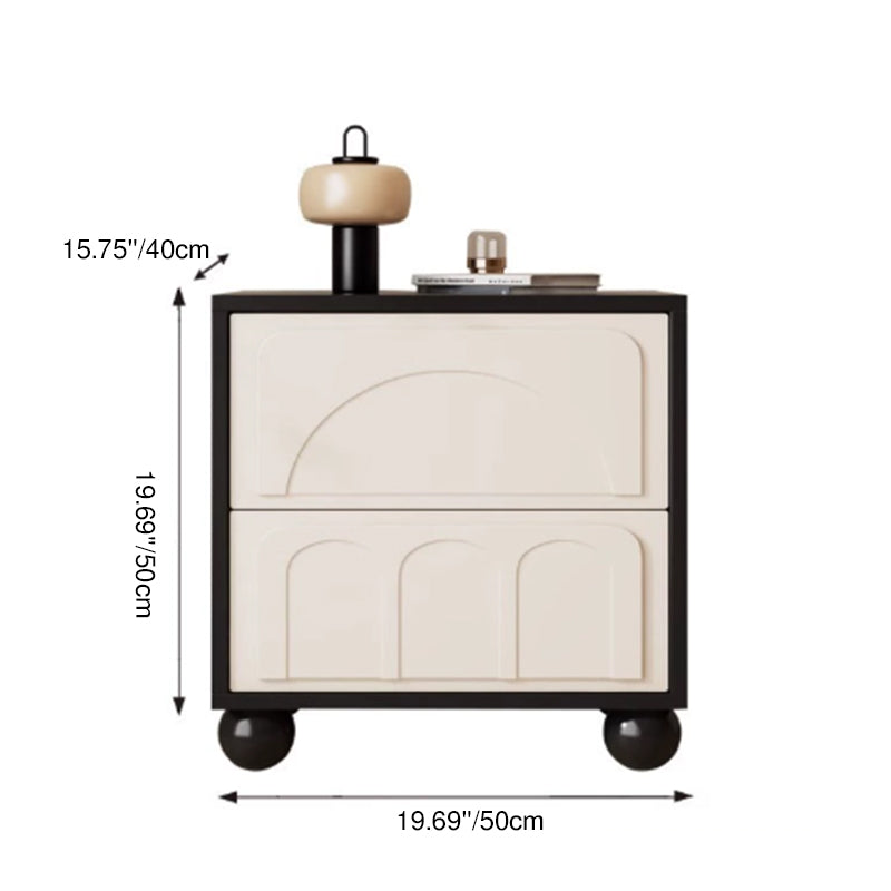 Contemporary Scandinavian Square Solid Wood Multi-layer Board MDF Nightstand 2-Drawer For Bedroom