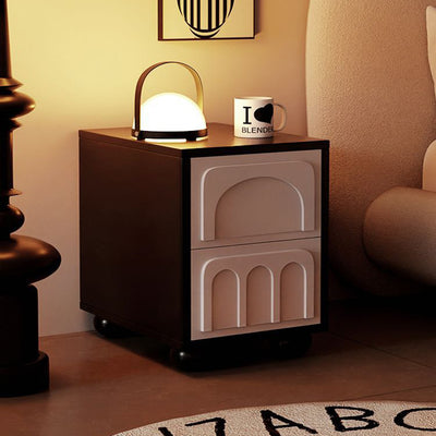 Contemporary Scandinavian Square Solid Wood Multi-layer Board MDF Nightstand 2-Drawer For Bedroom