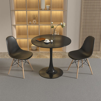 Modern Minimalist Round MDF Iron Side Table 1-Tier For Living Room