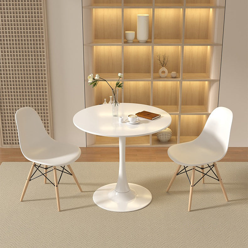 Modern Minimalist Round MDF Iron Side Table 1-Tier For Living Room