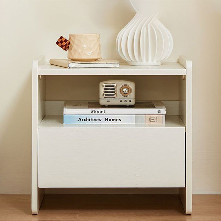 Table de chevet rectangulaire contemporaine scandinave en panneau de particules à 1 tiroir pour chambre à coucher 