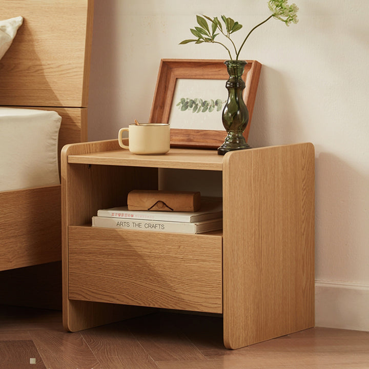 Table de chevet rectangulaire contemporaine scandinave en panneau de particules à 1 tiroir pour chambre à coucher 