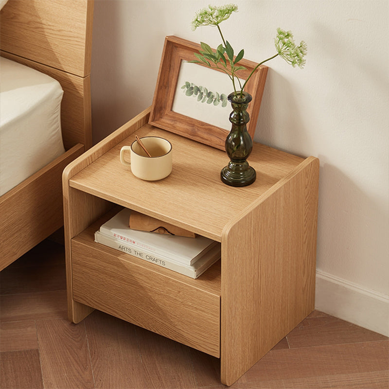 Table de chevet rectangulaire contemporaine scandinave en panneau de particules à 1 tiroir pour chambre à coucher 