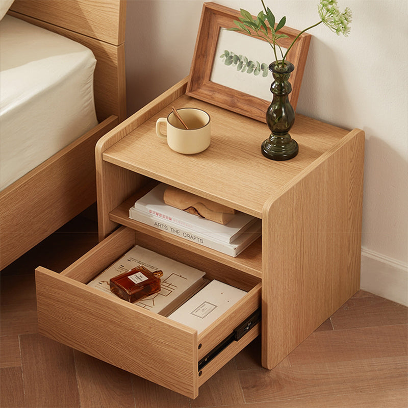 Table de chevet rectangulaire contemporaine scandinave en panneau de particules à 1 tiroir pour chambre à coucher 