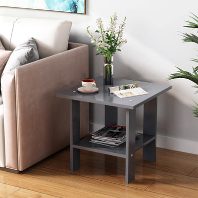 Modern Minimalist Square MDF Side Table 2-Tier For Living Room