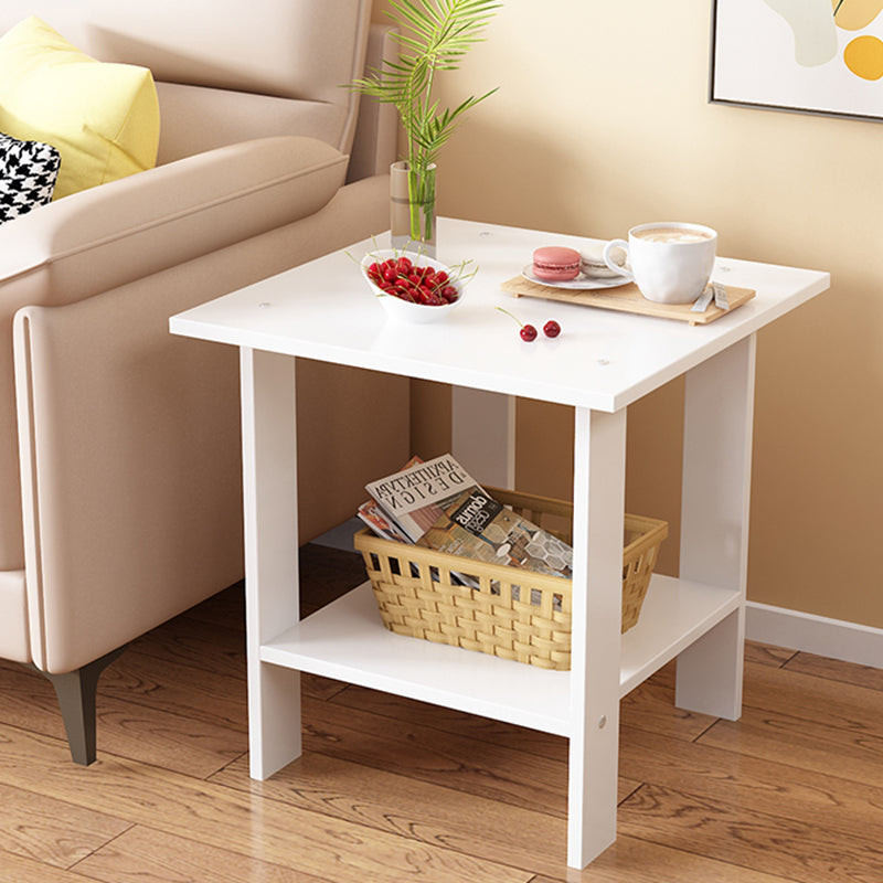 Modern Minimalist Square MDF Side Table 2-Tier For Living Room