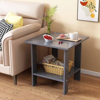 Modern Minimalist Square MDF Side Table 2-Tier For Living Room