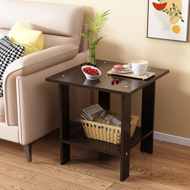 Modern Minimalist Square MDF Side Table 2-Tier For Living Room