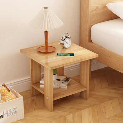 Modern Minimalist Square MDF Side Table 2-Tier For Living Room