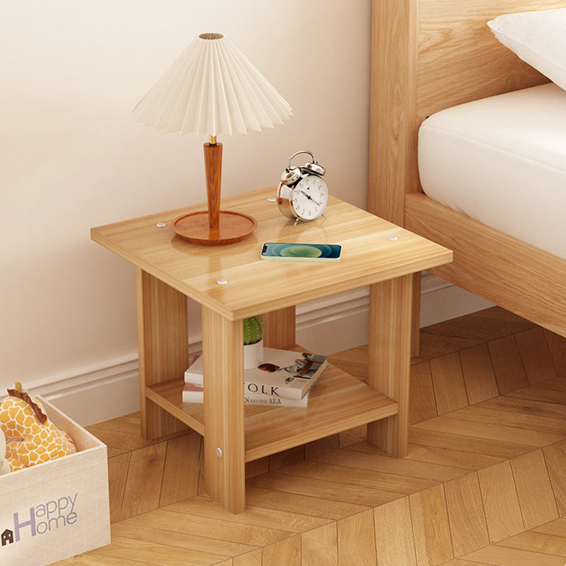 Modern Minimalist Square MDF Side Table 2-Tier For Living Room