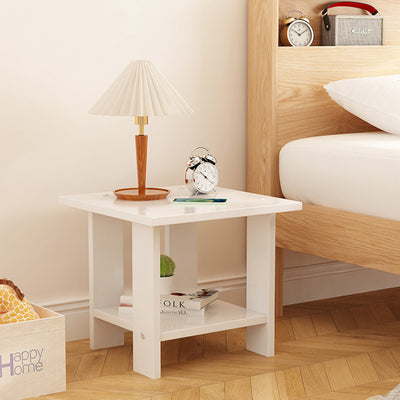 Modern Minimalist Square MDF Side Table 2-Tier For Living Room