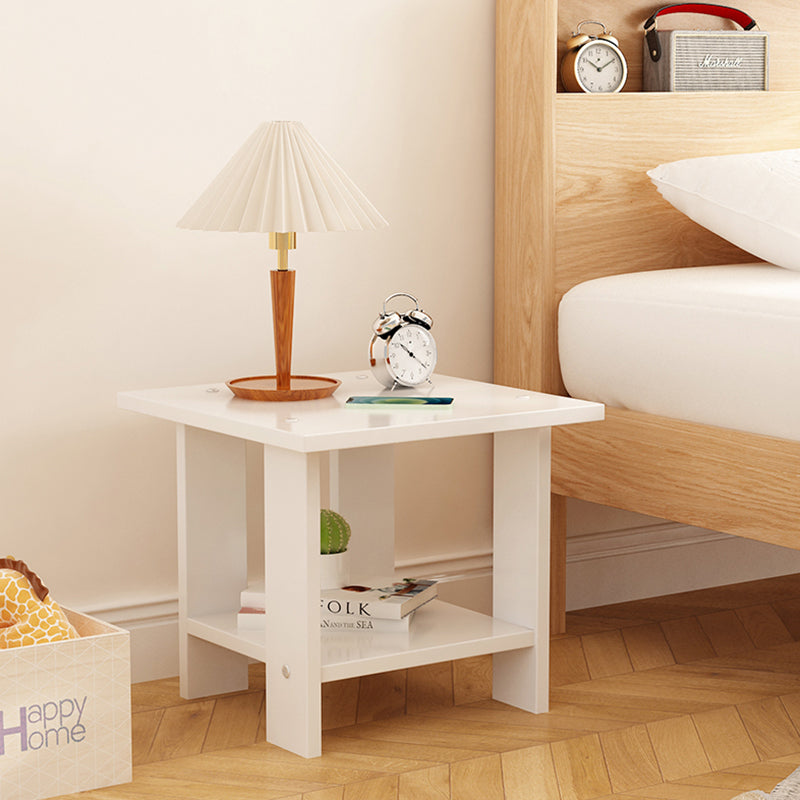 Modern Minimalist Square MDF Side Table 2-Tier For Living Room