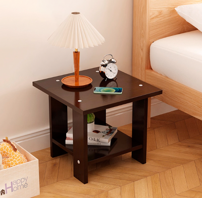 Modern Minimalist Square MDF Side Table 2-Tier For Living Room