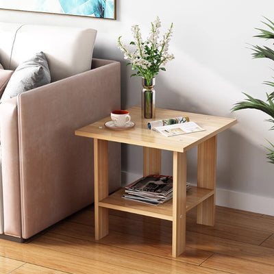 Modern Minimalist Square MDF Side Table 2-Tier For Living Room