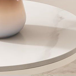 Modern Minimalist Round Sintered Stone Metal Side Table 3-Tier For Living Room