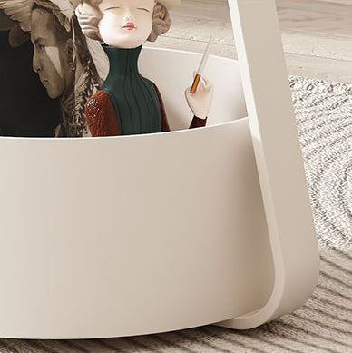 Modern Minimalist Round Sintered Stone Metal Side Table 3-Tier For Living Room