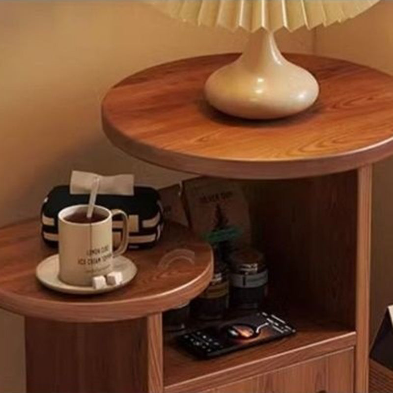 Contemporary Creative Round Cat Beds Pine Wood Nightstand 3-Tier For Bedroom