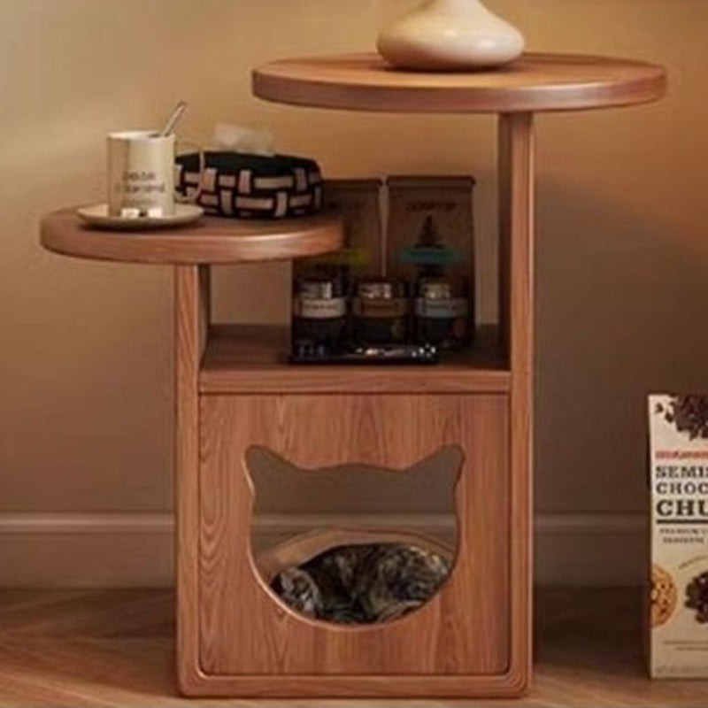 Zeitgenössische kreative runde Katzenbetten Nachttisch aus Kiefernholz 3-stufig für das Schlafzimmer 