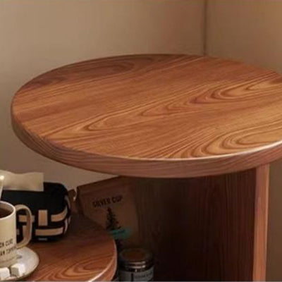 Contemporary Creative Round Cat Beds Pine Wood Nightstand 3-Tier For Bedroom