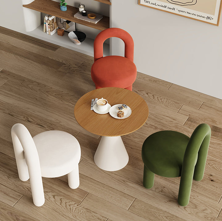 Zeitgenössisches skandinavisches gesintertes Stein-Solid-Holz-Eisen-Samt-Schwamm-Rundakzentstuhl- und Tischset für Wohnzimmer 