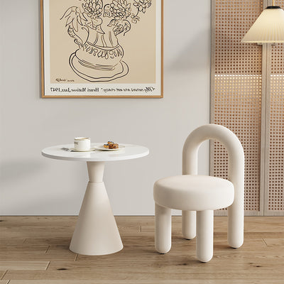 Contemporary Scandinavian Sintered Stone Solid Wood Iron Velvet Sponge Round Accent Chair & Table Set For Living Room