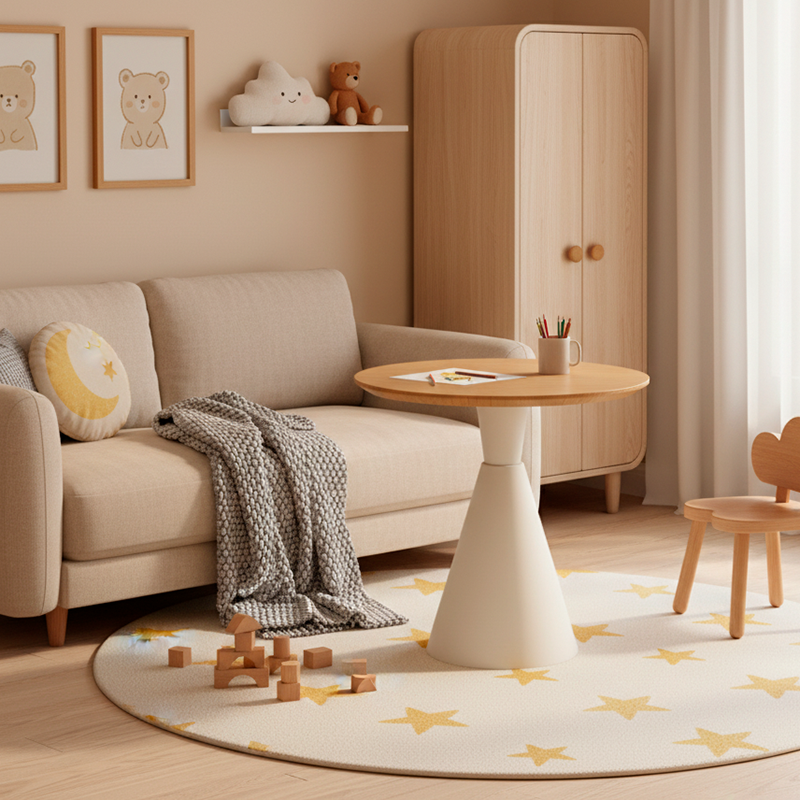 Contemporary Scandinavian Sintered Stone Solid Wood Iron Velvet Sponge Round Accent Chair & Table Set For Living Room