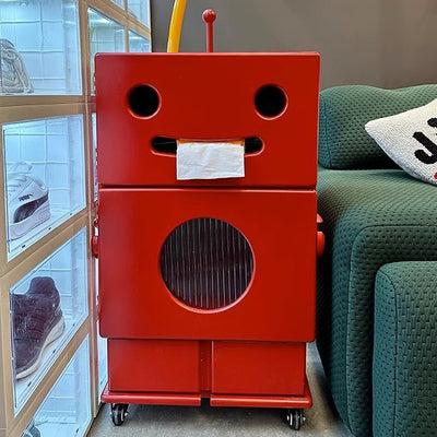 Contemporary Creative Kids Robot Shape High-density Composite Board Nightstand 2-Cabinet For Bedroom