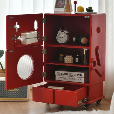 Contemporary Creative Kids Robot Shape High-density Composite Board Nightstand 2-Cabinet For Bedroom